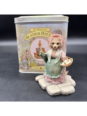 Vintage Beatrix Potter Cousin Ribby Figurine Border Fine Arts With Tin Box 1988